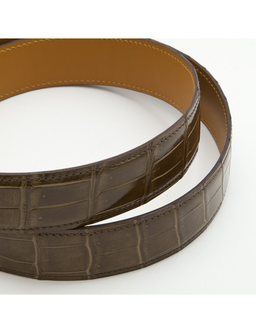 Ceinture H HERMES T 90 crocodile porosus marron