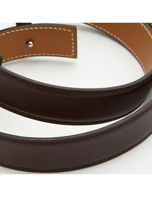 Ceinture H HERMES T 65 réversible marron et gold