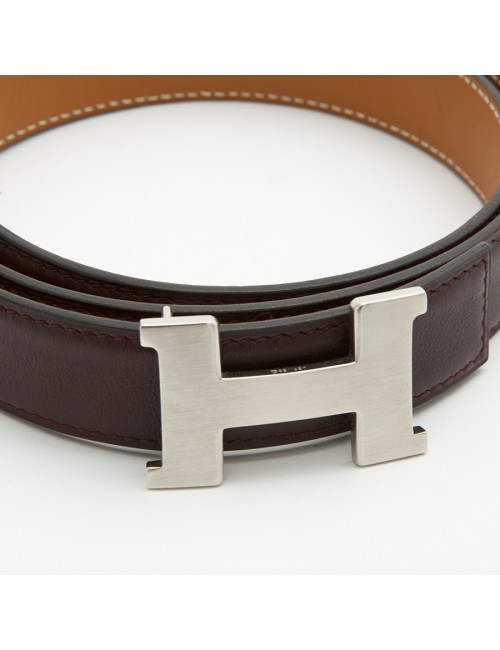 Ceinture H HERMES T 65 réversible marron et gold