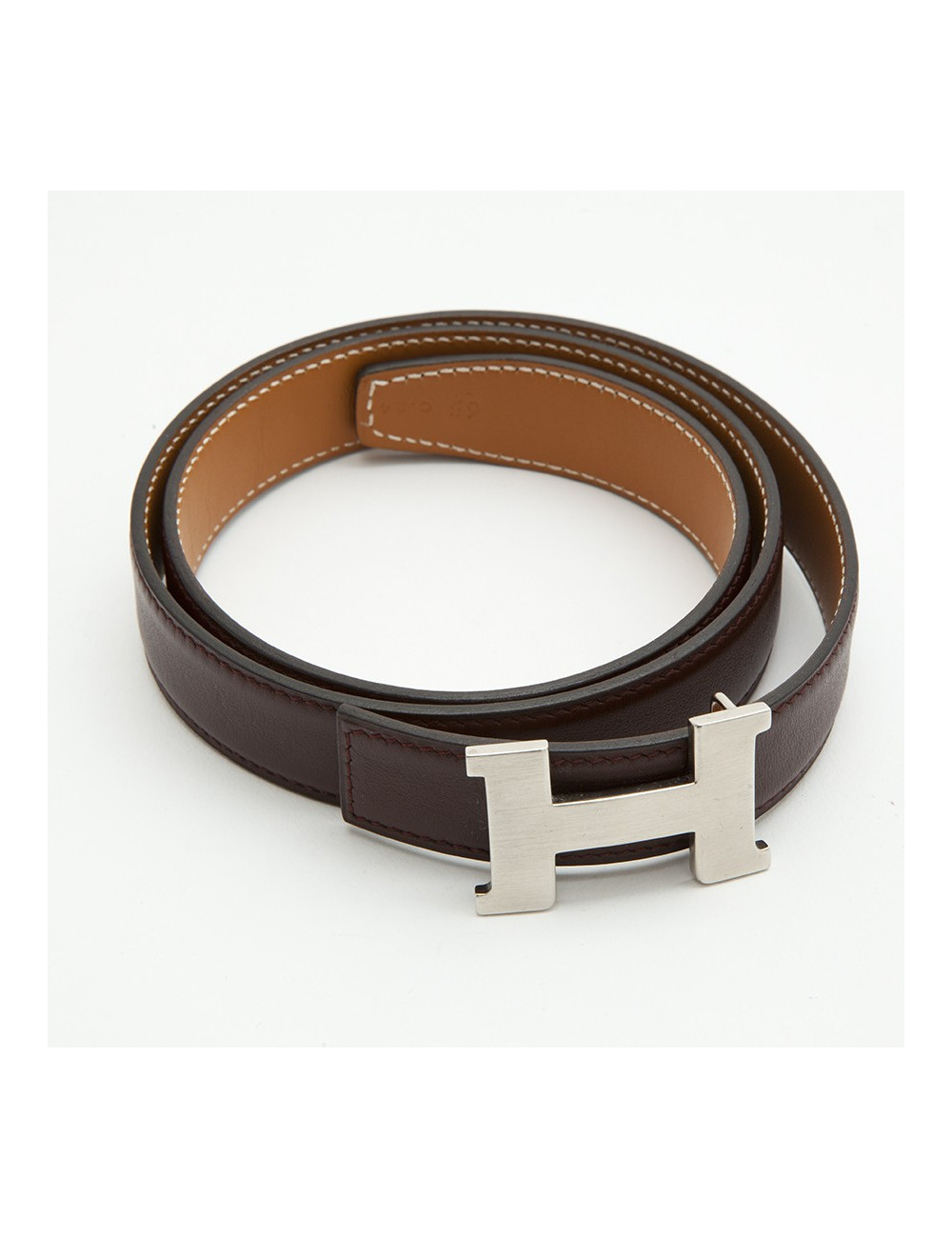 Ceinture H HERMES T 65 réversible marron et gold