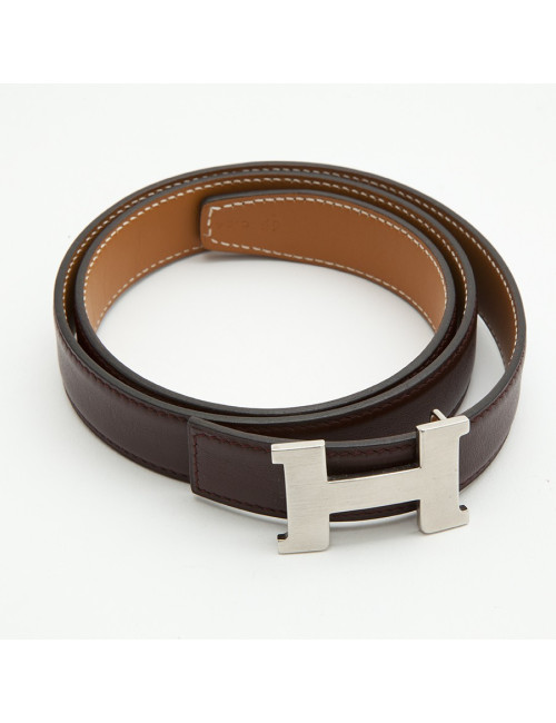 Ceinture H HERMES T 65 réversible marron et gold