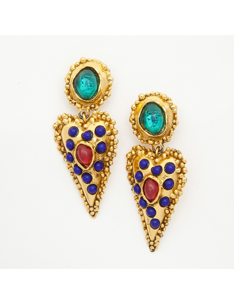 boucles d'oreille pendantes clips CHRISTIAN LACROIX Vintage