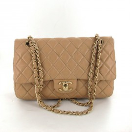Bag CHANEL Timeless double flap leather beige