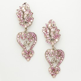 CHRISTIAN LACROIX Vintage clip on earrings set with pink rhinestones