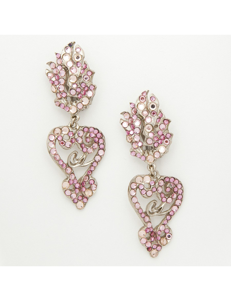 CHRISTIAN LACROIX Vintage clip on earrings set with pink rhinestones