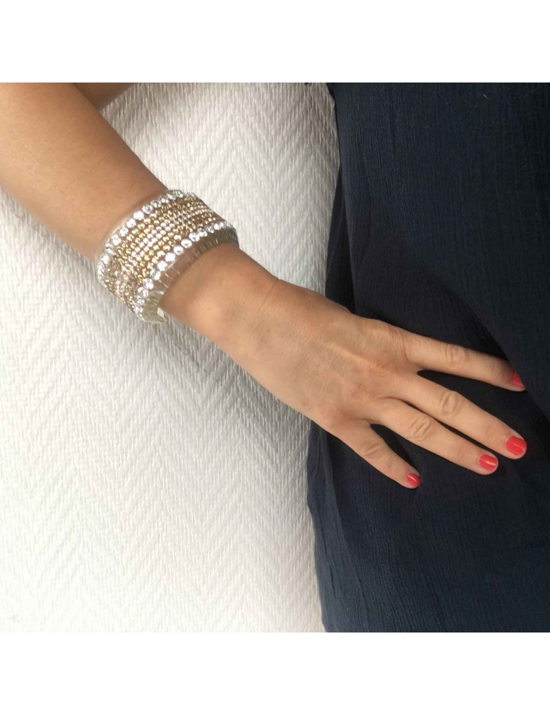Manchette AZZARO en plexi et cristal Swarovski
