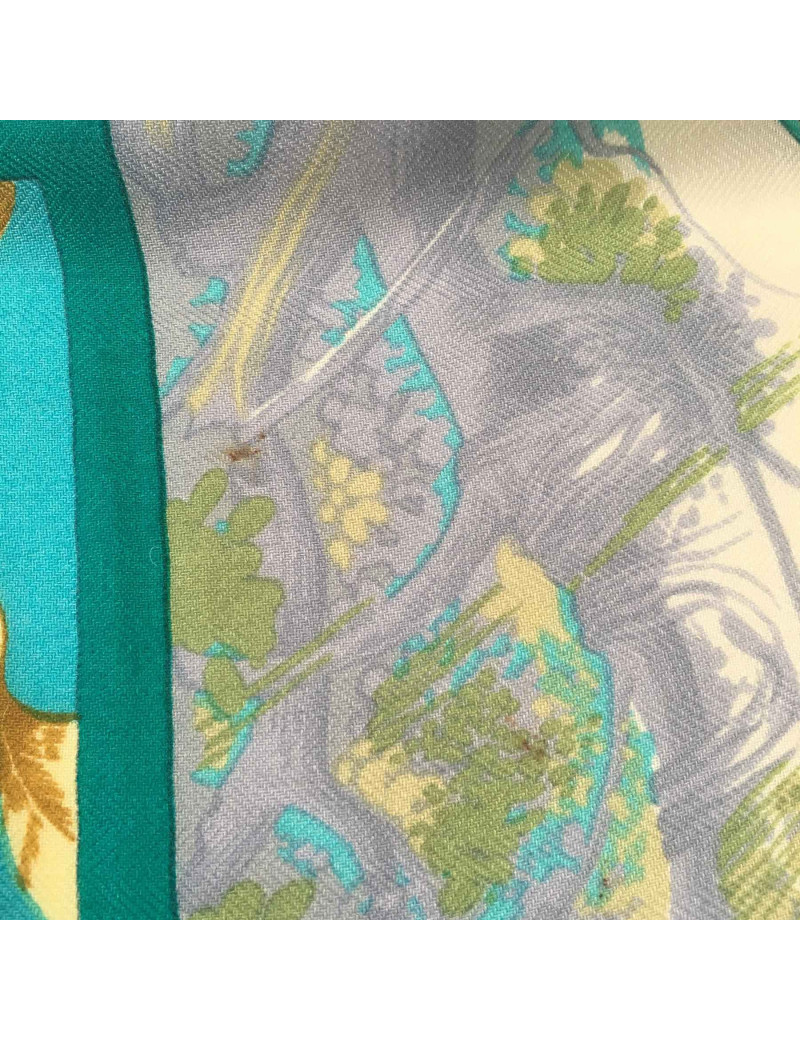 xxx Châle HERMES 'Tropiques' en cachemire et soie bleu