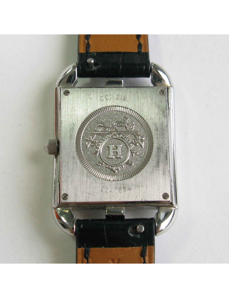 HERMES watch model 'Cape Cod' small model with black mississipi alligato bracelet