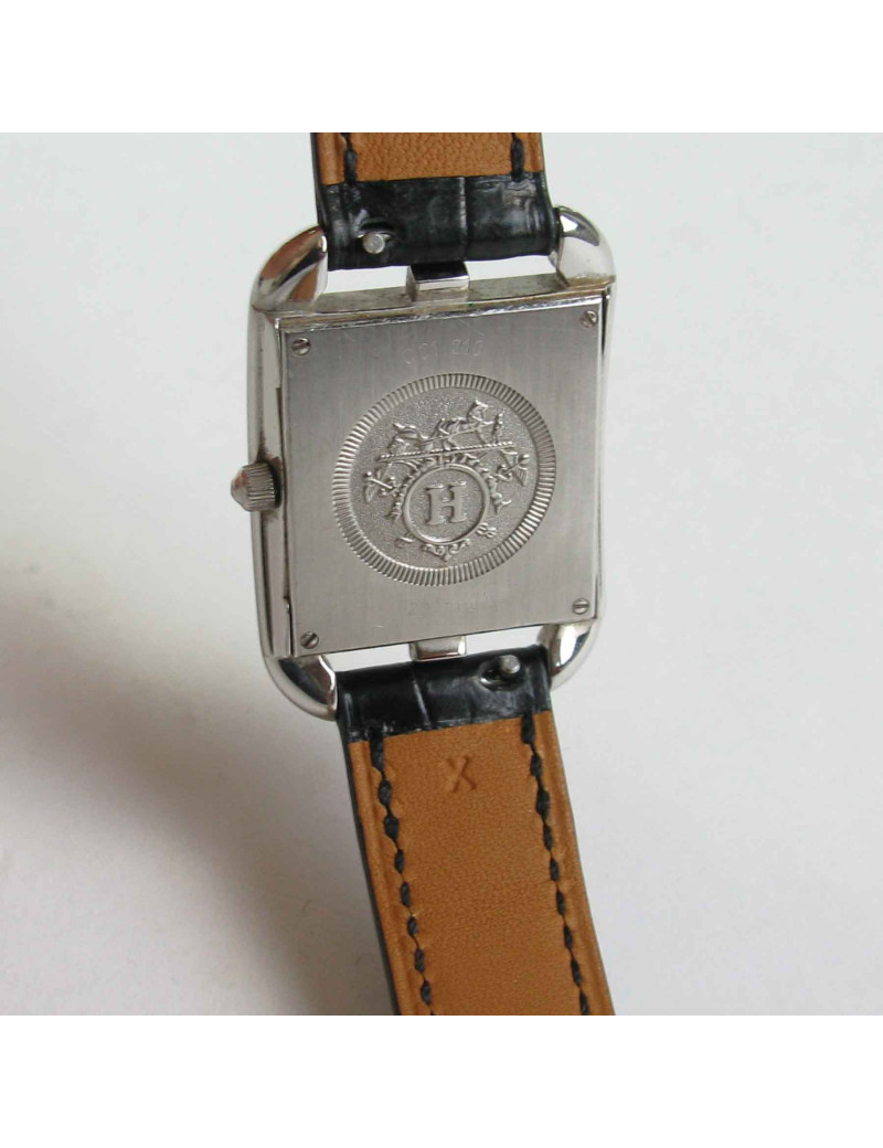 HERMES watch model 'Cape Cod' small model with black mississipi alligato bracelet