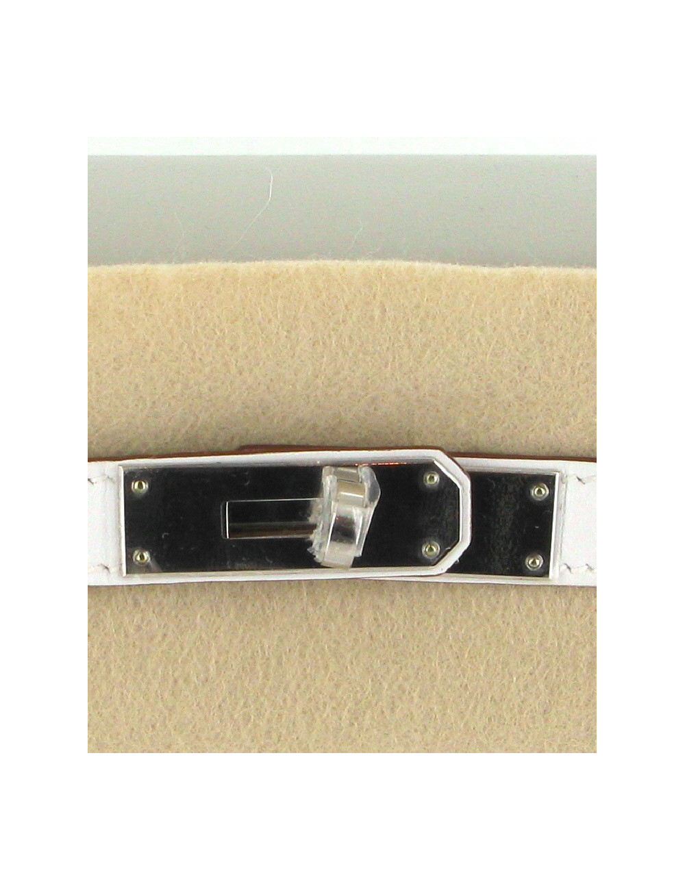 Sac KELLY 32 ghillies en swift blanc et gris perle