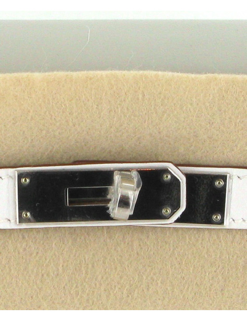 Sac KELLY 32 ghillies en swift blanc et gris perle