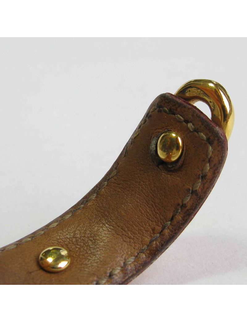 Bracelet HERMES en cuir bordeaux et chaîne d'ancre métal doré