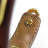 Bracelet HERMES cuir gold et chaînes d'ancre métal doré