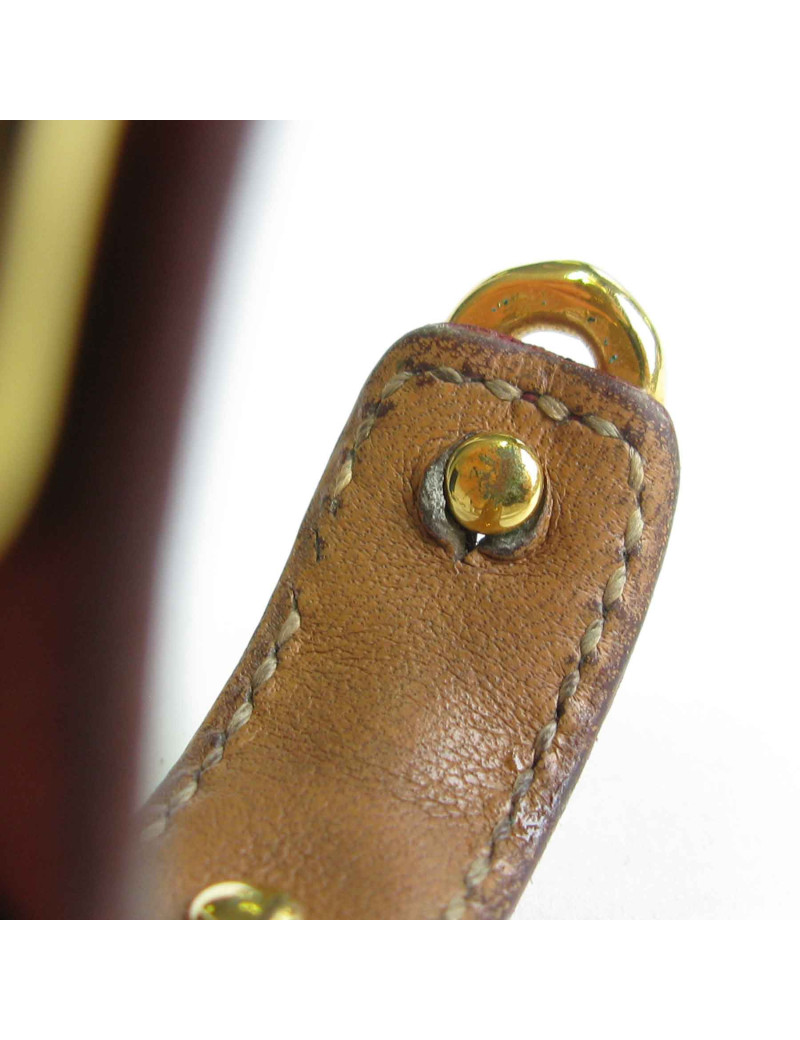 Bracelet HERMES en cuir bordeaux et chaîne d'ancre métal doré