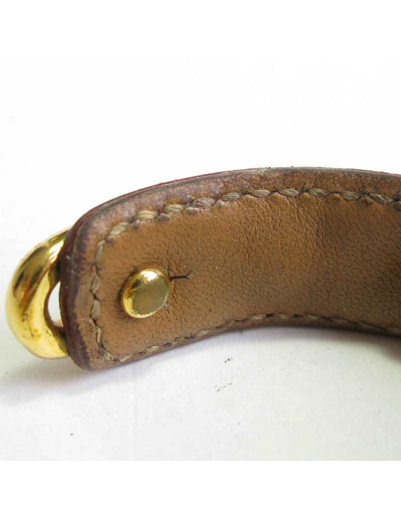 Bracelet HERMES cuir gold et chaînes d'ancre métal doré