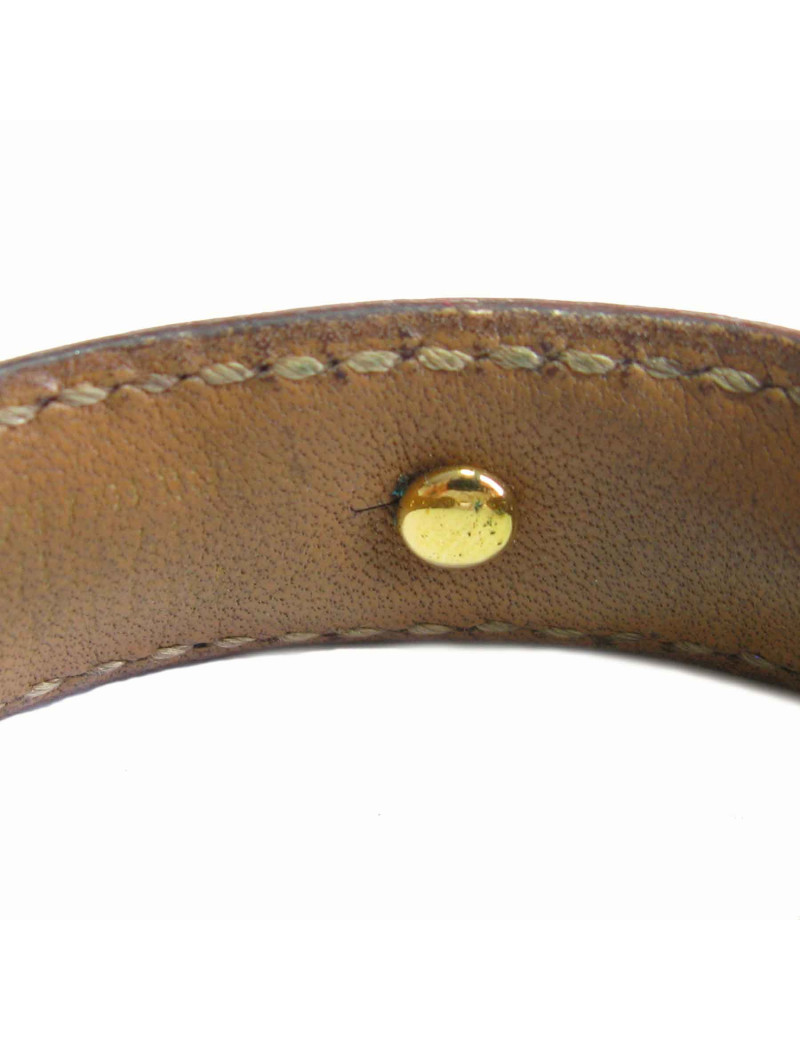 Bracelet HERMES cuir gold et chaînes d'ancre métal doré