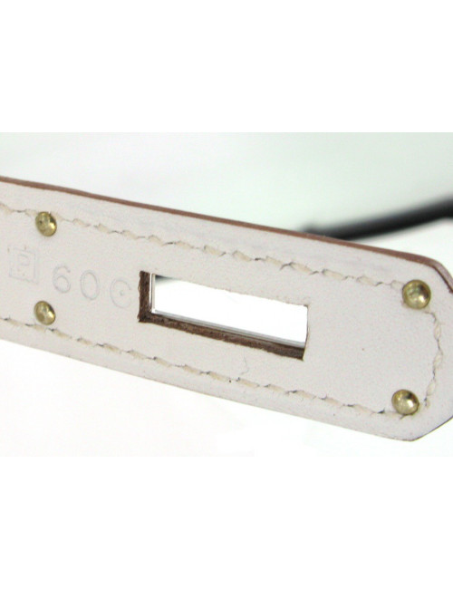 Sac KELLY 32 ghillies en swift blanc et gris perle