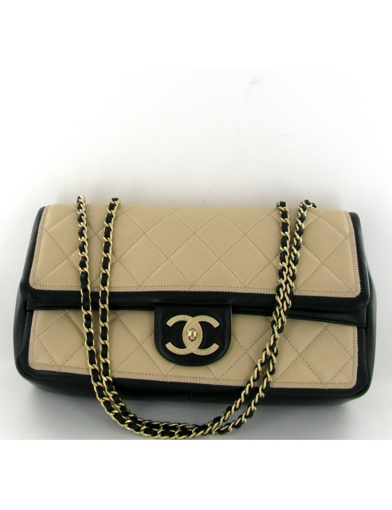 Sac CHANEL timeless bicolor noir et beige
