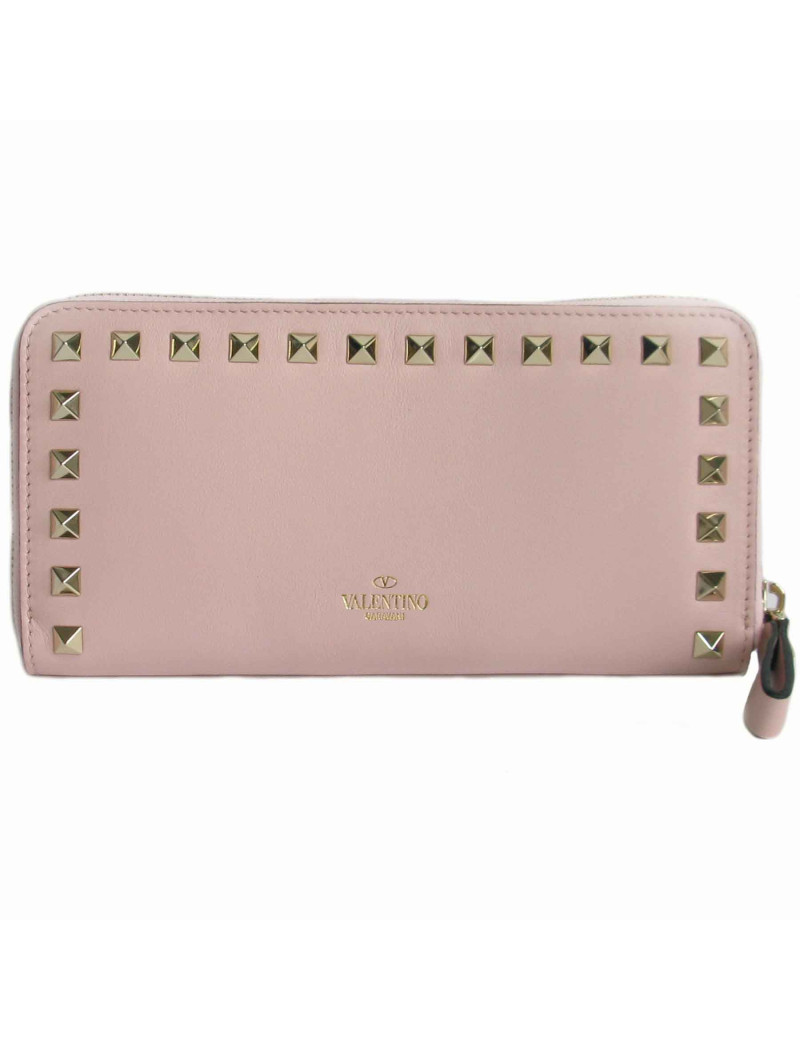 VALENTINO 'Rockstud' wallet in pink leather