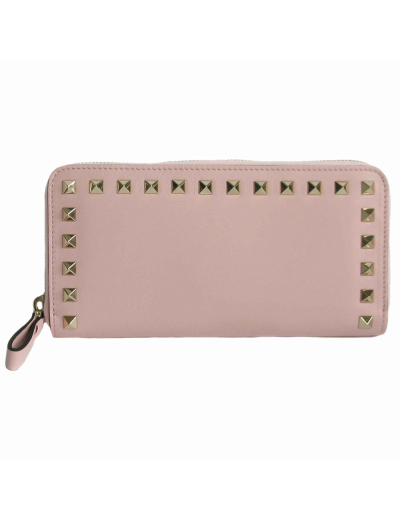 VALENTINO 'Rockstud' wallet in pink leather