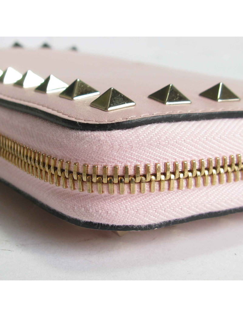 VALENTINO 'Rockstud' wallet in pink leather