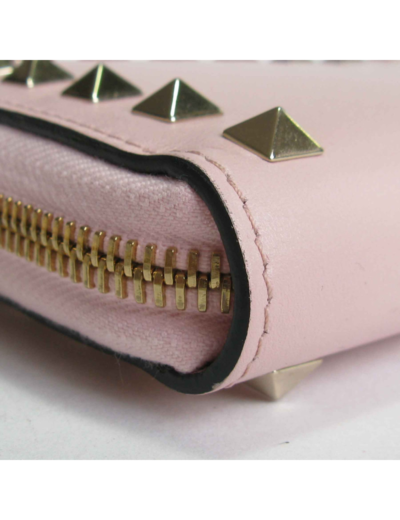 VALENTINO 'Rockstud' wallet in pink leather