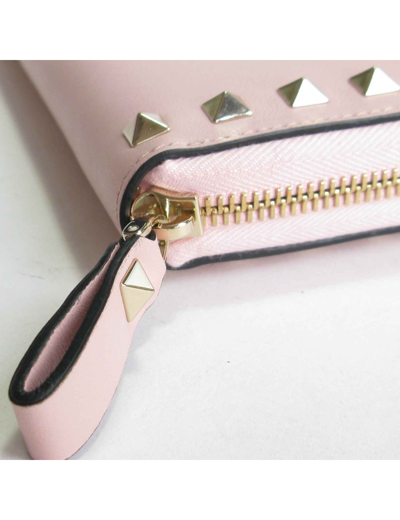 xxx Portefeuille VALENTINO Rockstud en cuir rose