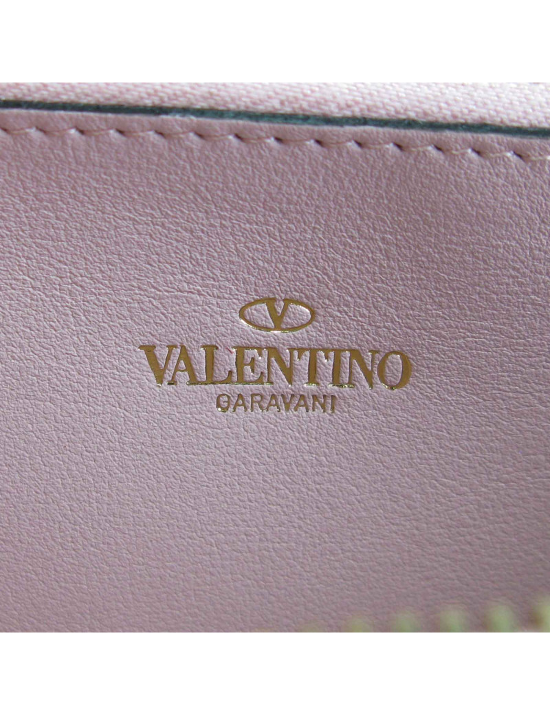 xxx Portefeuille VALENTINO Rockstud en cuir rose