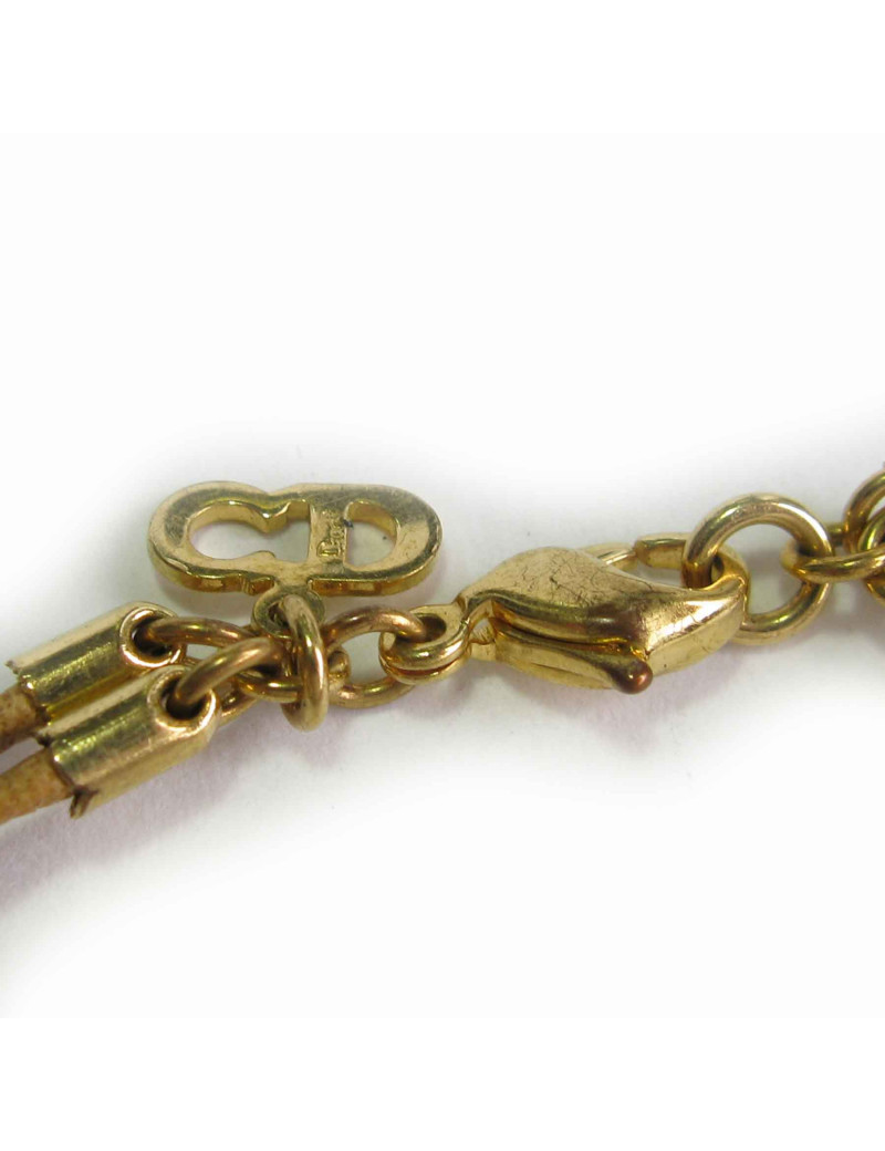 Bracelet CD CHRISTIAN DIOR Vintage en cuir marron et métal doré