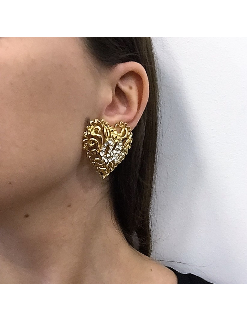 boucles d'oreille  clips CHRISTIAN LACROIX  coeur Vintage