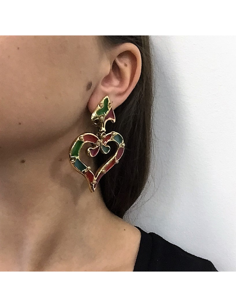 boucles d'oreille pendantes clips CHRISTIAN LACROIX Vintage
