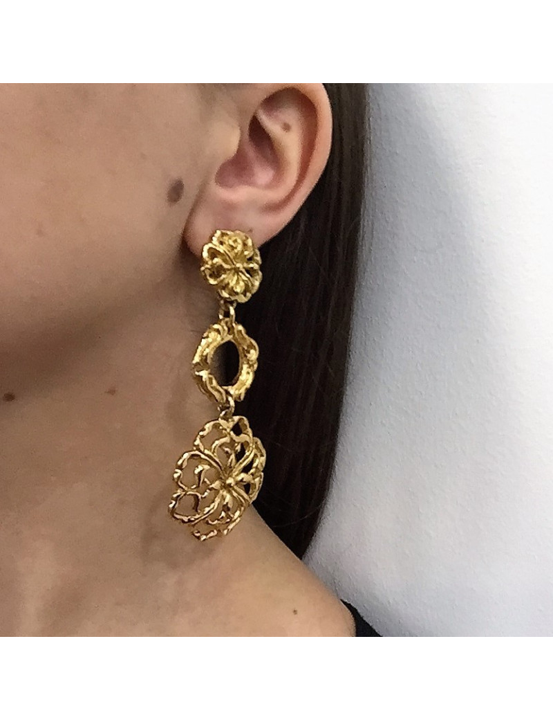 boucles d'oreille pendantes clips CHRISTIAN LACROIX Vintage