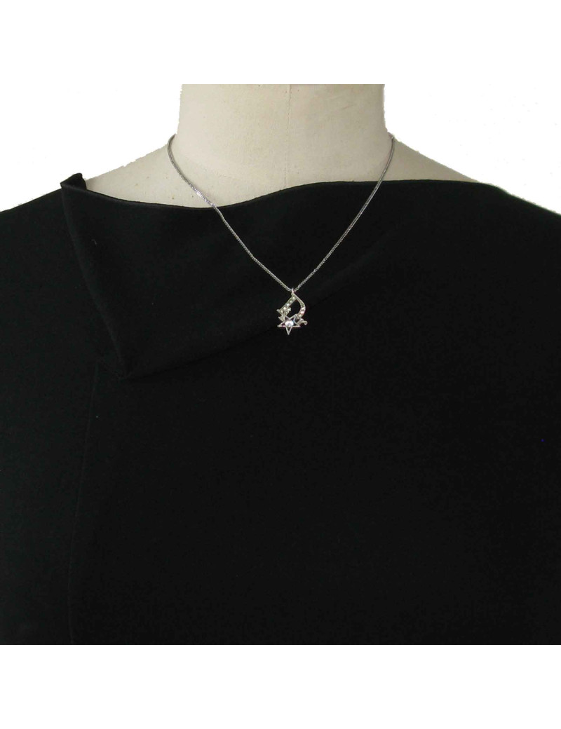 Collier DIOR étoile strass et métal argenté