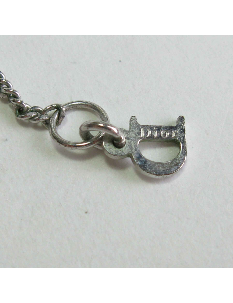 Collier DIOR étoile strass et métal argenté