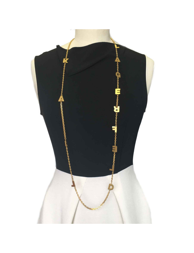 Sautoir KARL LAGERFELD chaine dorée et lettres