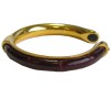 HERMES vintage bracelet in gold plated metal and red H crocodile leather