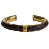 HERMES vintage bracelet in gold plated metal and Red H crocodile leather
