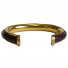 HERMES vintage bracelet in gold plated metal and Red H crocodile leather