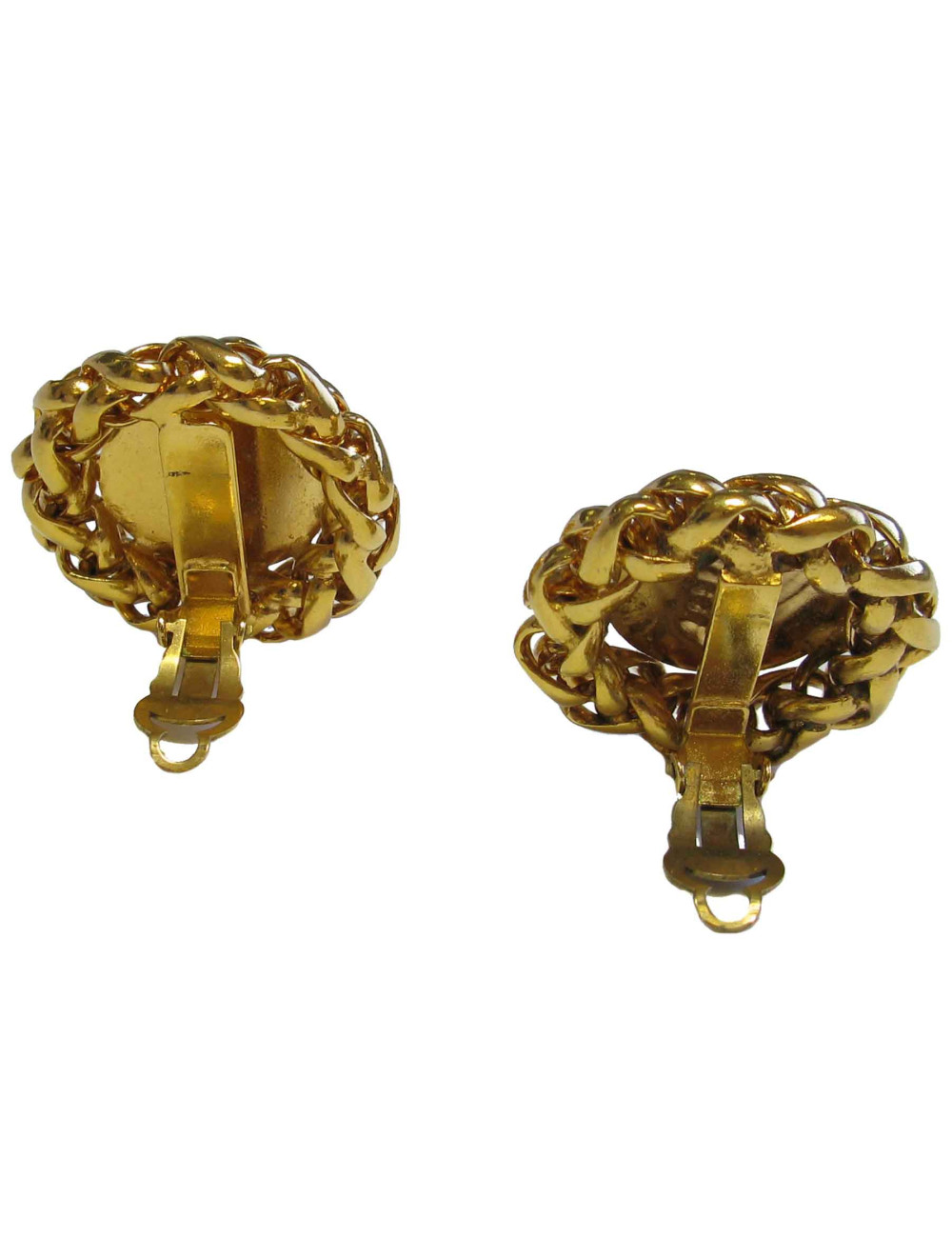  CHANEL  vintage 'ear of wheat' clip-on earrings in gilded metal