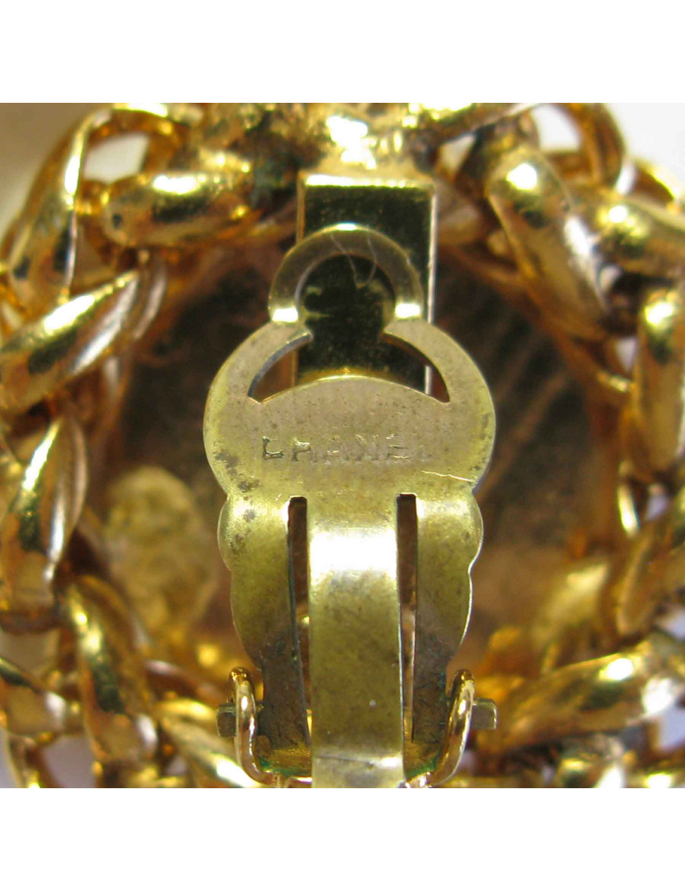  CHANEL  vintage 'ear of wheat' clip-on earrings in gilded metal