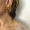 Boucles d'oreille clips CHANEL "épi de blé" vintage en métal doré