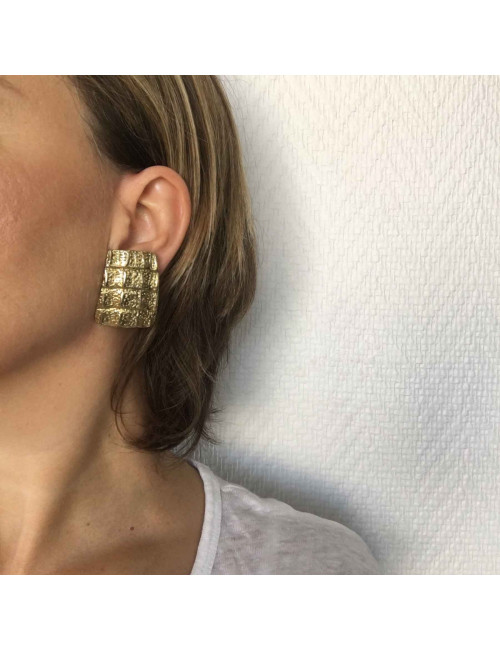 Boucles d'oreilles clips YVES SAINT LAURENT en métal doré