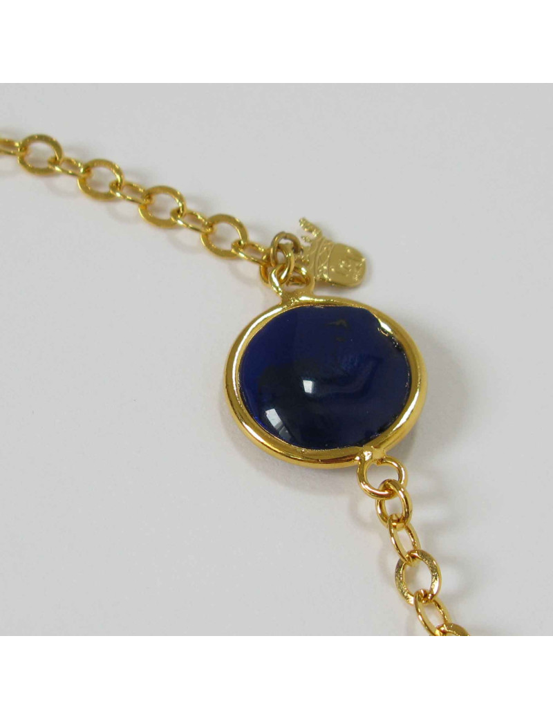 Sautoir MARGUERITE DE VALOIS en plaqué or et en pâte de verre 