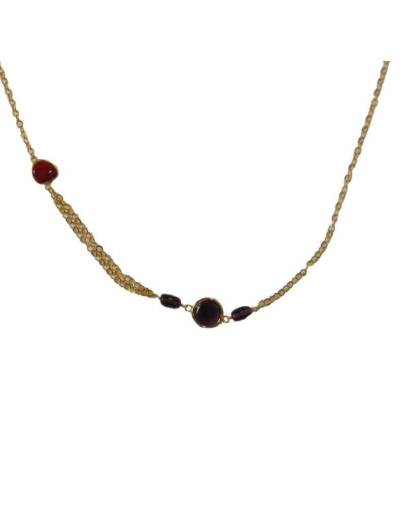 Sautoir MARGUERITE DE VALOIS en plaqué or et en pâte de verre 