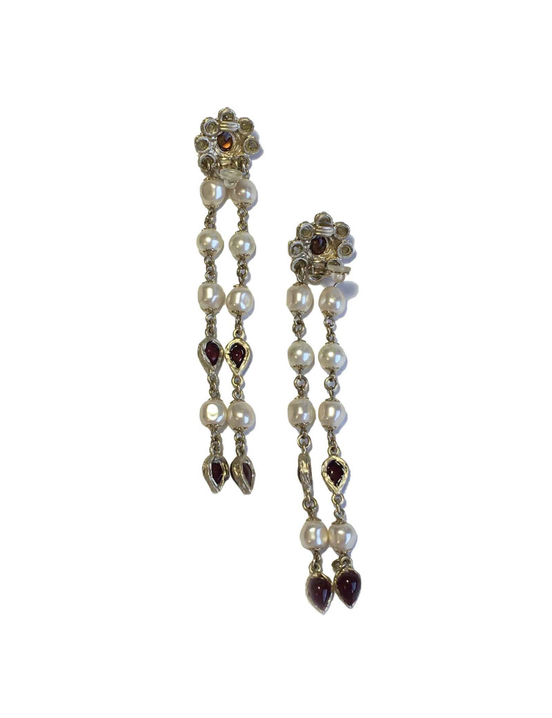 Boucles d'oreille clips CHANEL pendantes pâte de verre