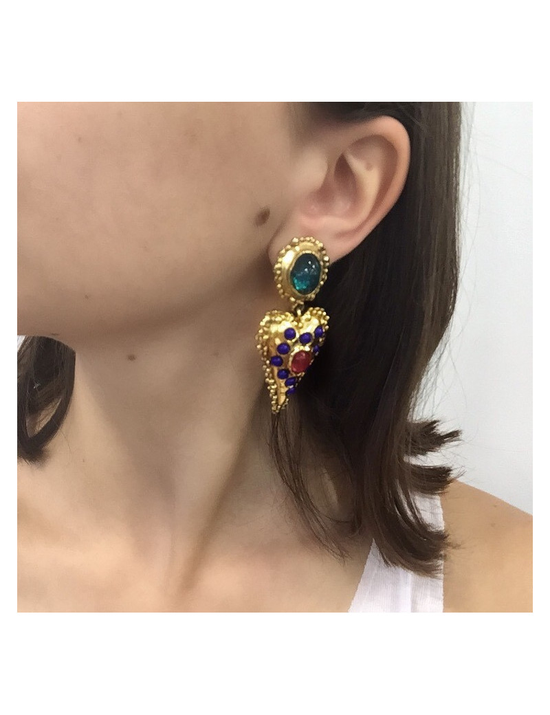 boucles d'oreille pendantes clips CHRISTIAN LACROIX Vintage