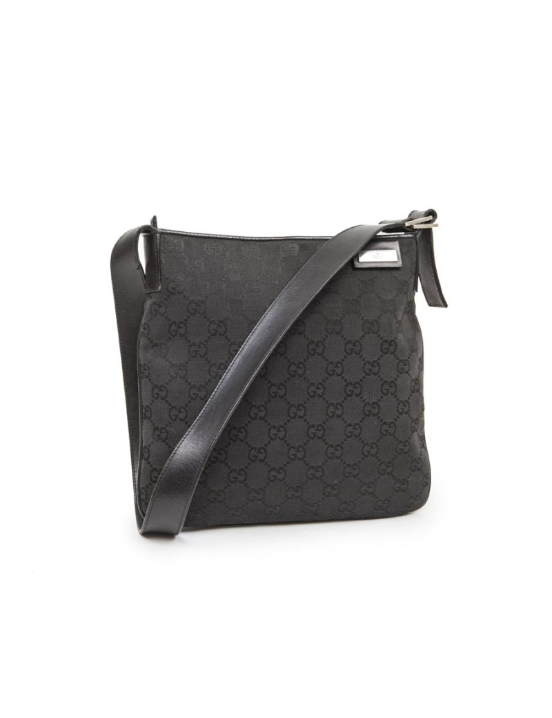 Petit sac  GUCCI en toile noire monogram