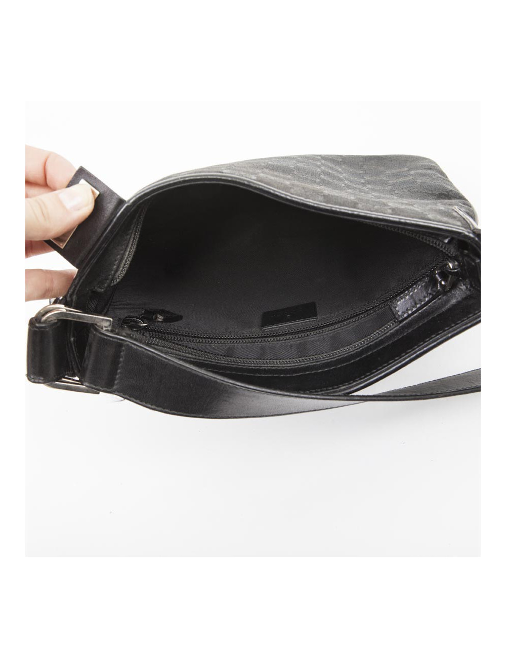 Petit sac  GUCCI en toile noire monogram