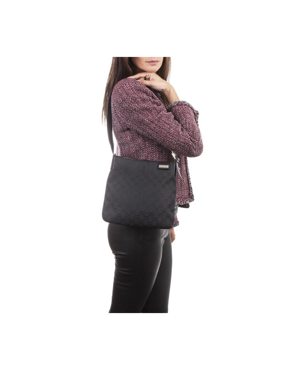 Petit sac  GUCCI en toile noire monogram