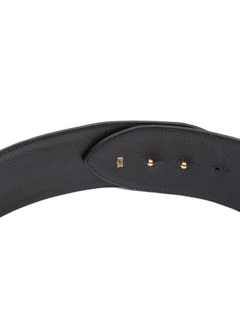 Ceinture LALIQUE en cuir noir